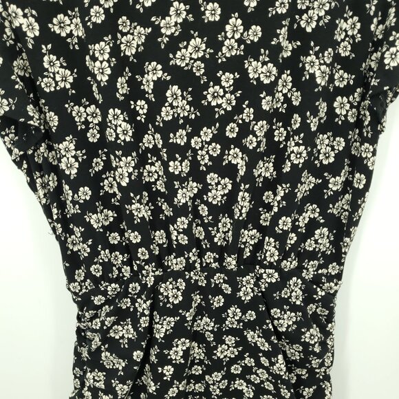 Veronica Beard Lissette Ruched Ruffle Flutter Sleeve Dress M Floral Black/Cream - Picture 12 of 15